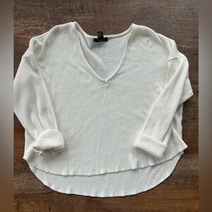 Women's White V-Neck thermal top